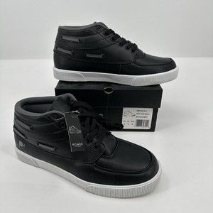 ROCAWEAR  ROC THE BOAT Leather Black Grey Shoes Size 10 US UK 9 New! RM1242-012